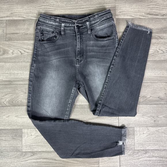 KanCan High Rise Frayed Hem Skinny Denim Jeans Gray Wash sz 27 - Picture 1 of 7